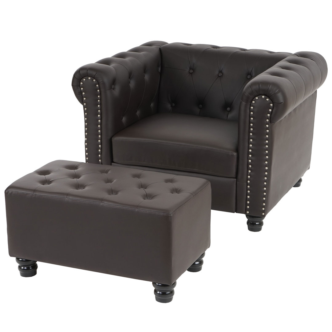 Chesterfield-Sessel mit Hocker