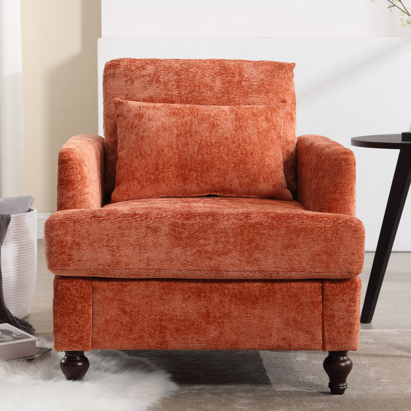 Denzal CAL117 Compliant 29.5'' Wide Chenille Armchair, Orange Chenille