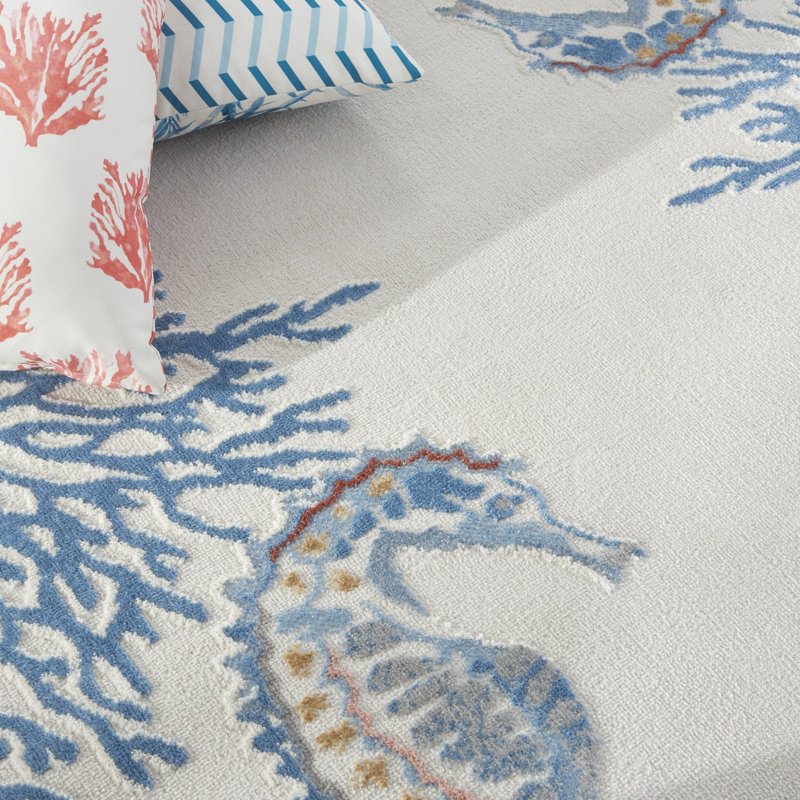 Tapis ivoire / bleu / rouge Baeza, Rectangulaire 4 pi x 6 pi