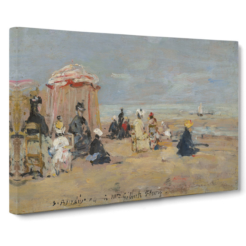 On The Beach by Eugene Boudin - Wrapped Canvas Painting, 40cm H x 60cm W x 3cm D
