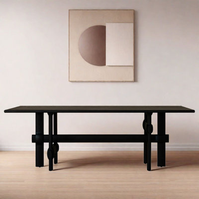 Nordic style black solid wood dining table