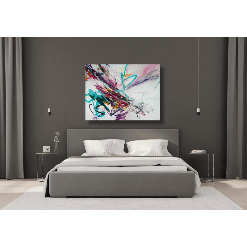 Abstract Print by John Beard, Black Framed Canvas, 30" H x 40" D x 1.75" D