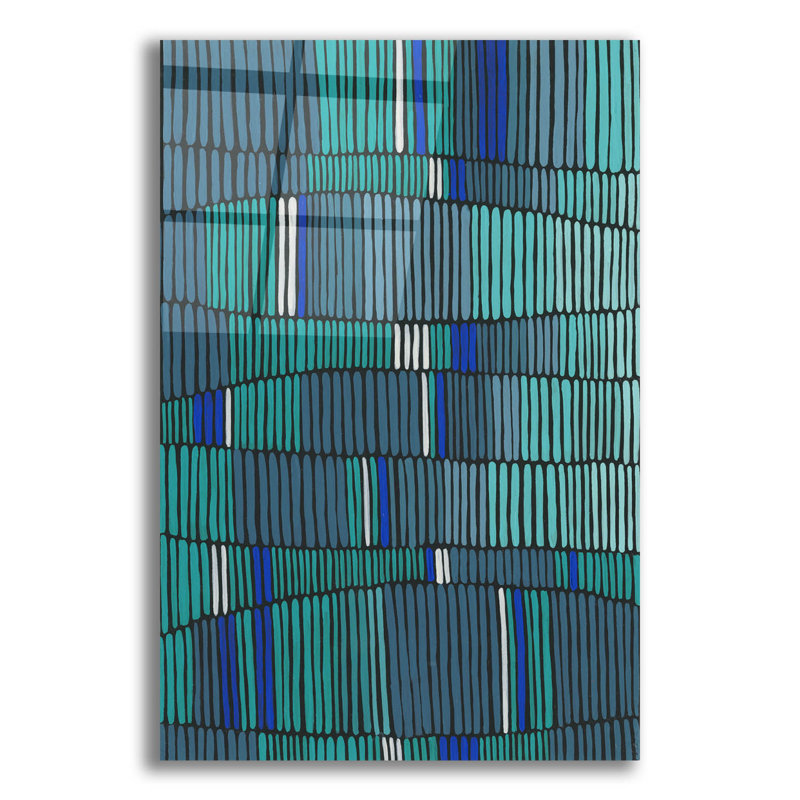 «Teal Tribal II» par Regina Moore, art mural en verre acrylique, H 24 po x l 16 po x P 0,2 po