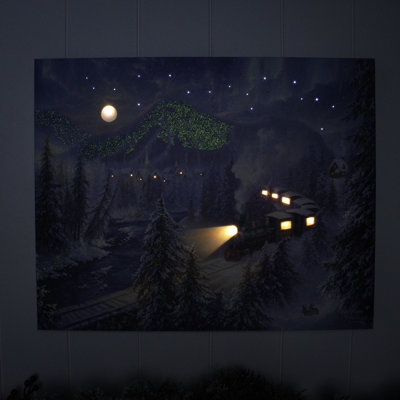 Christmas Train 16x20 Fiber Optic Canvas