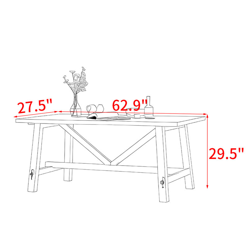 Japanese style all solid wood dining table, 29.5"H x 62.90"L x 27.5"W