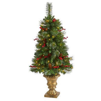 Sapin de Noël artificiel vert 4 'avec 100 lumières claires