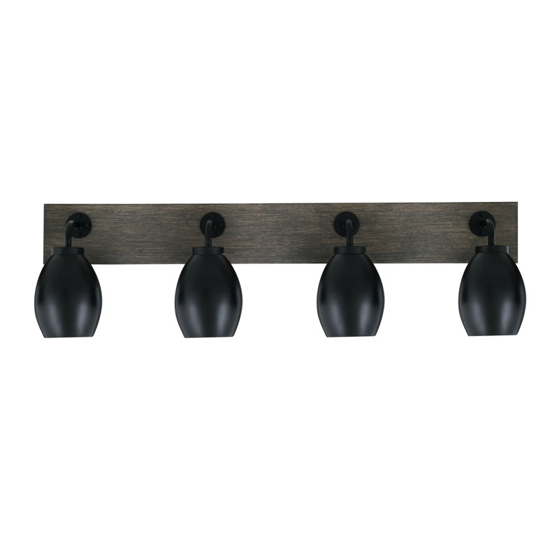 Barre d'éclairage de salle de bain 4 lumières Oxbridge, Noir mat / gris vieilli, Noir mat