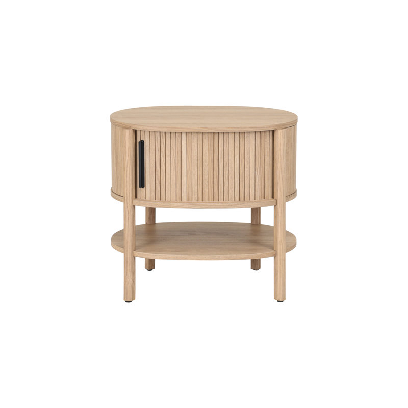Acelyn Tambour Nightstand/Side Table, Light Oak