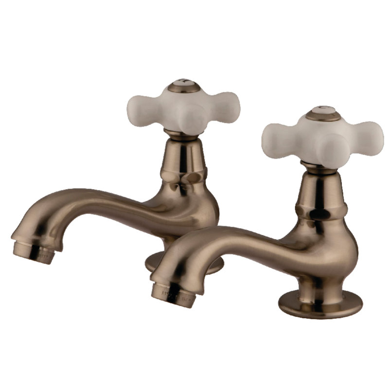 Robinet de salle de bain central à Vintage, Nickel brossé