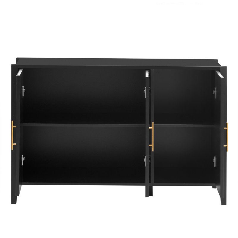 Buffet 48 "avec 3 portes ondulées, Noir, noir, noir, noir