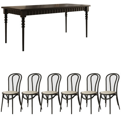 French style retro solid wood dining table set