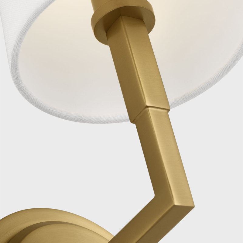 Thomas O'Brien Danica 1 Light Bathroom Bedroom Wall Fixture With White Linen Shade, Burnished Brass