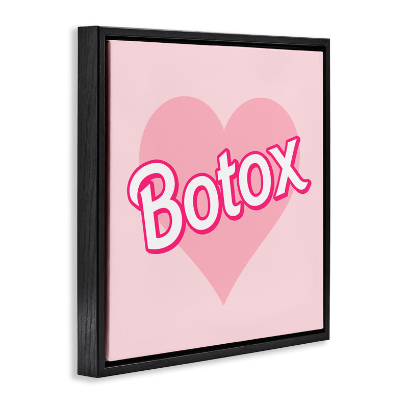 Cœur rose, H 18 po x l 18 po, Cadre flottant noir de jais