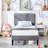 (Set of 2) Gray Twin Size Upholstered Platform Bed Frame with Adjustable Headboard, No Box Spring Needed-1576754656