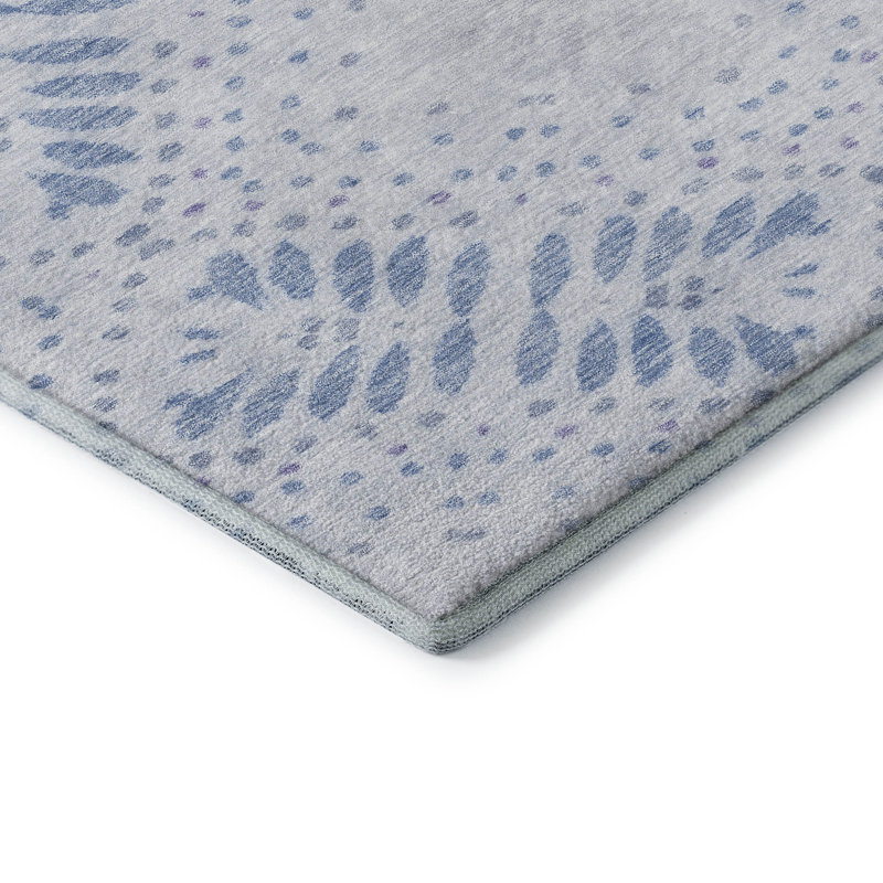 Premium Machine Washable Prisco Blue Rug, Rectangle 2'6" x 3'10"