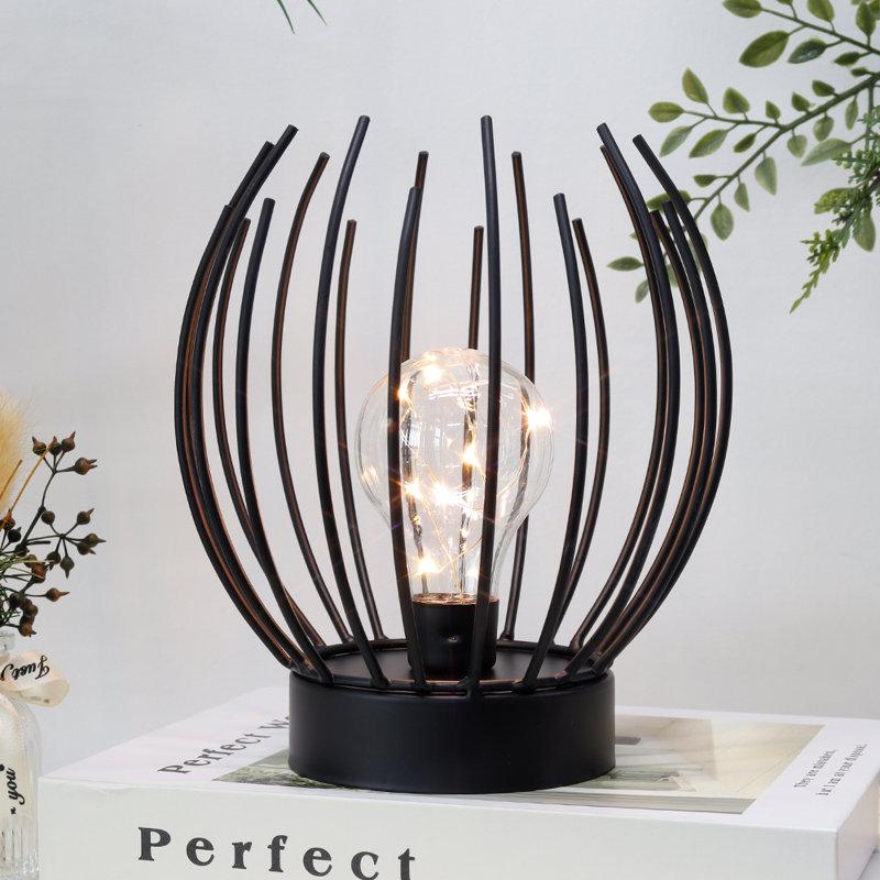 Battery Powered Table Lamp Indoor Outdoor LED Cordless Lantern Metal Nightlight