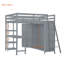 Lit mezzanine polyvalent en bois d'hévéa avec garde-robe, bureau et tablettes pour les espaces familiaux modernes