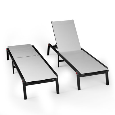 2-Piece Aluminum Folding Outdoor Recliner Set, Adjustable Beach Lounge Chairs, Lightweight Portable Design for Patio, Camping, or Poolside Relaxation