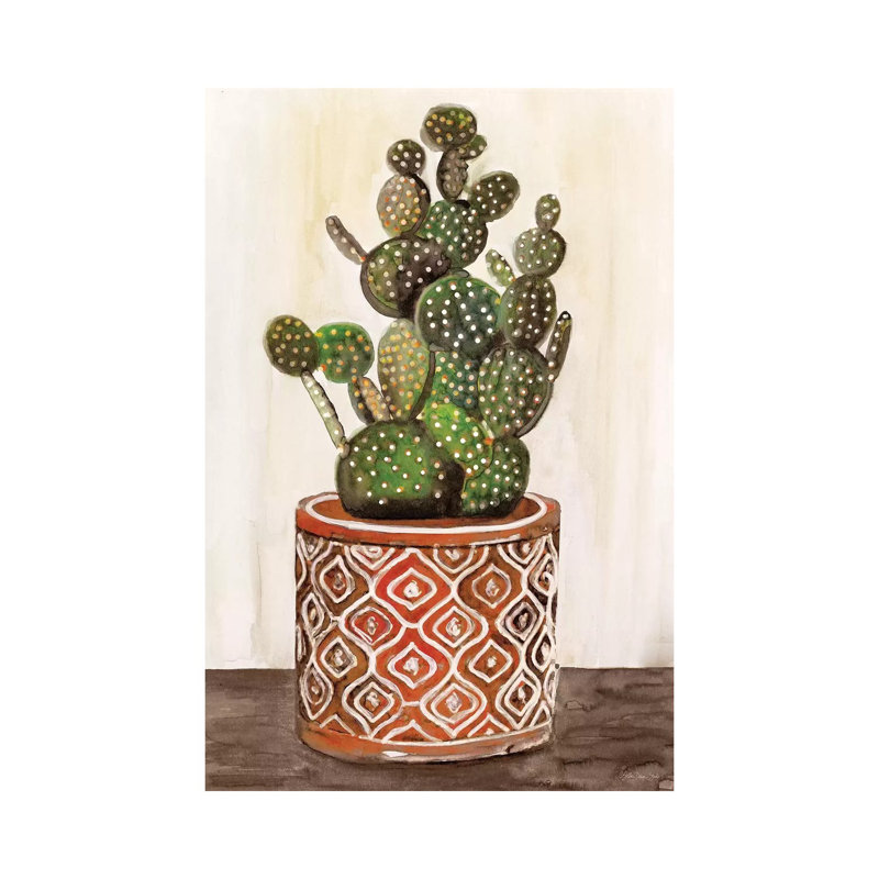 Potted Cactus I - Painting on Canvas, Wrapped Canvas, 66.04cm H x 45.72cm W x 3.81cm D