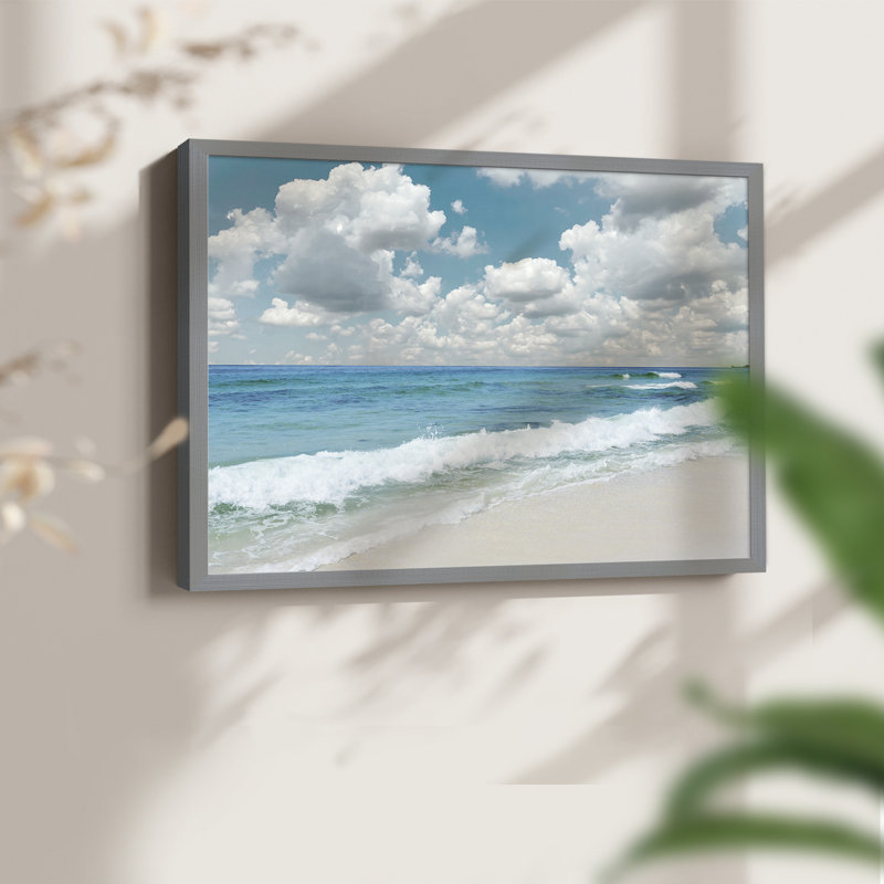 Beach Bliss - Reproduction encadrée - Restickable, Gris, H 22 po x l 28 po