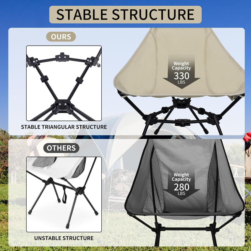 Folding High Back Camping Chair, Beige