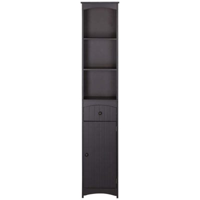 Bathroom Storage Cabinet, Free Standing Bathroom Storage Unit, Tall Linen Tower with 3-Tier Shelves and Drawer