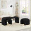 Ensemble de 3 repose-pieds modernes en forme de U pour le salon de la chambre à coucher, sherpa en bois massif de 44 + 18 pouces | Noir | Ours en peluche-1351583139