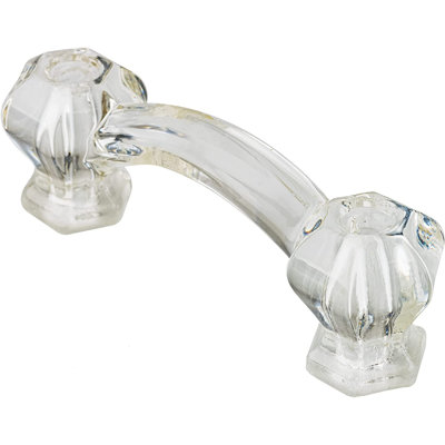 Depression Era Hexagonal Clear Glass Drawer Pull ( Centers: 3" )