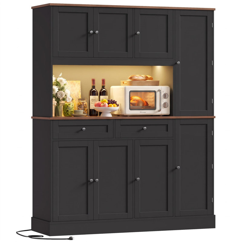 Arryanna 72.8'' Kitchen Pantry, Black/Brown