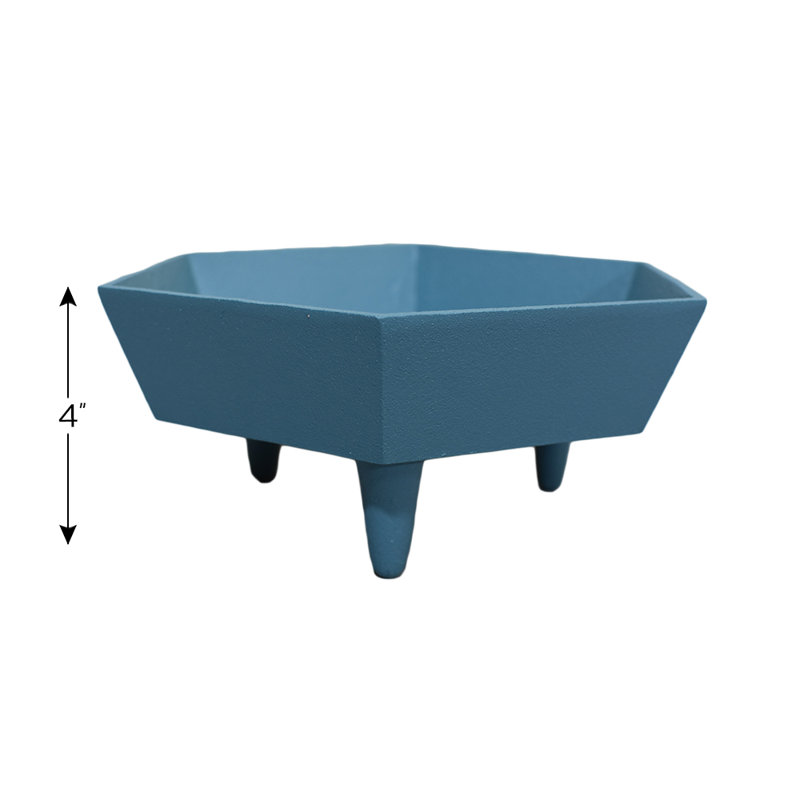 Bol décoratif en aluminium Gupton, H 3,9 po x l 8,4 po x P 9,6 po, Bleu clair