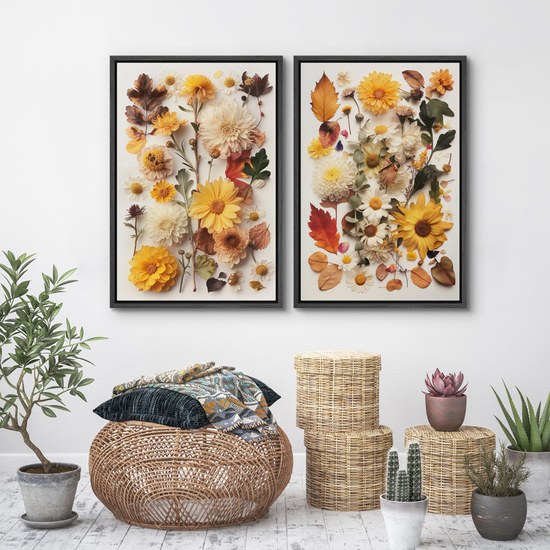 Marguerite, tournesol, floral, botanique, illustrations, minimaliste, œuvre d'art moderne, Noir, H 24 po x l 16 po