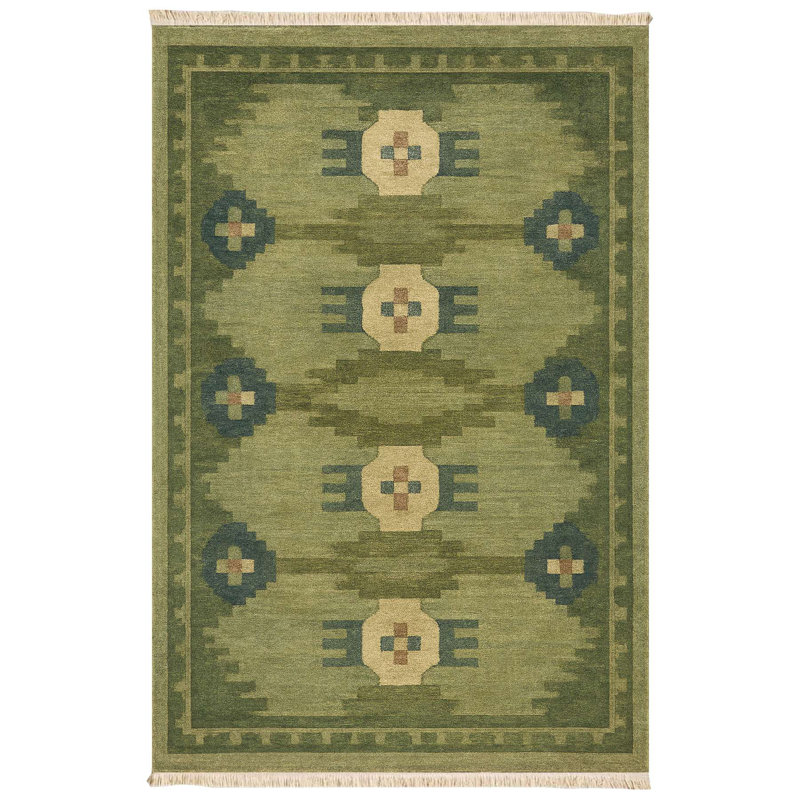 Olive Green Global Diamond Area Rug