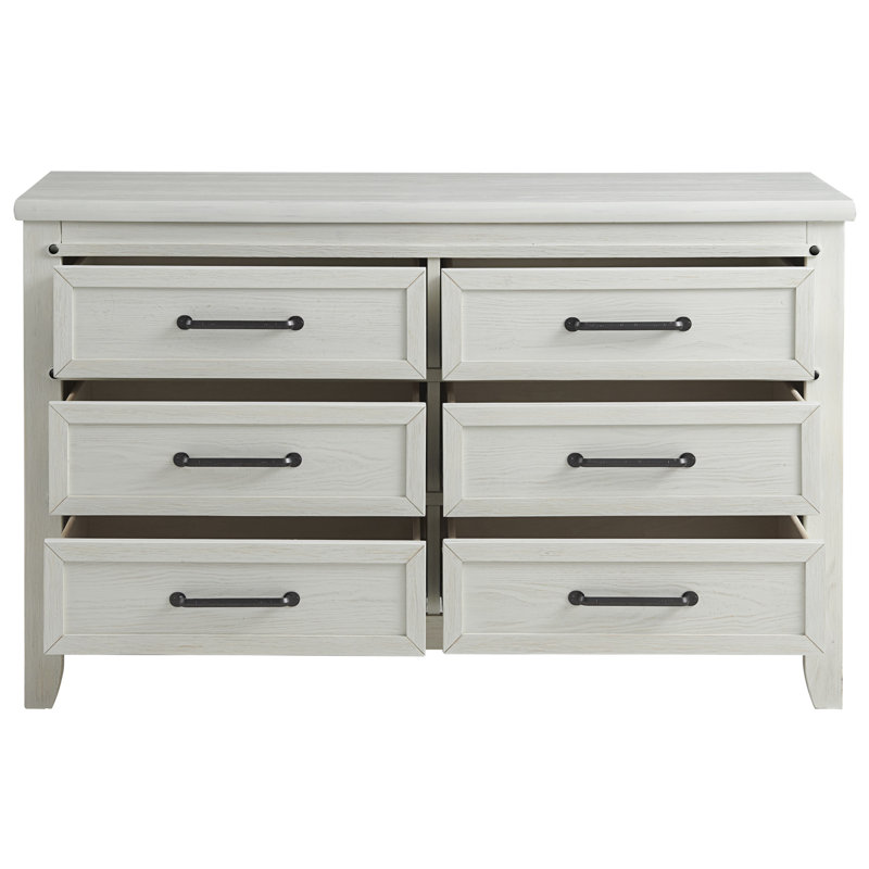 Commodes pour enfants 6 tiroirs Ellison, Blanc rustique