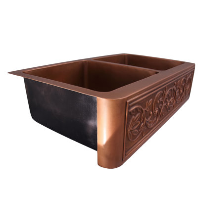 Cilantro 33'' L Double Bowl Copper Kitchen Sink