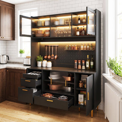 LED Display Black Storage Cabinet