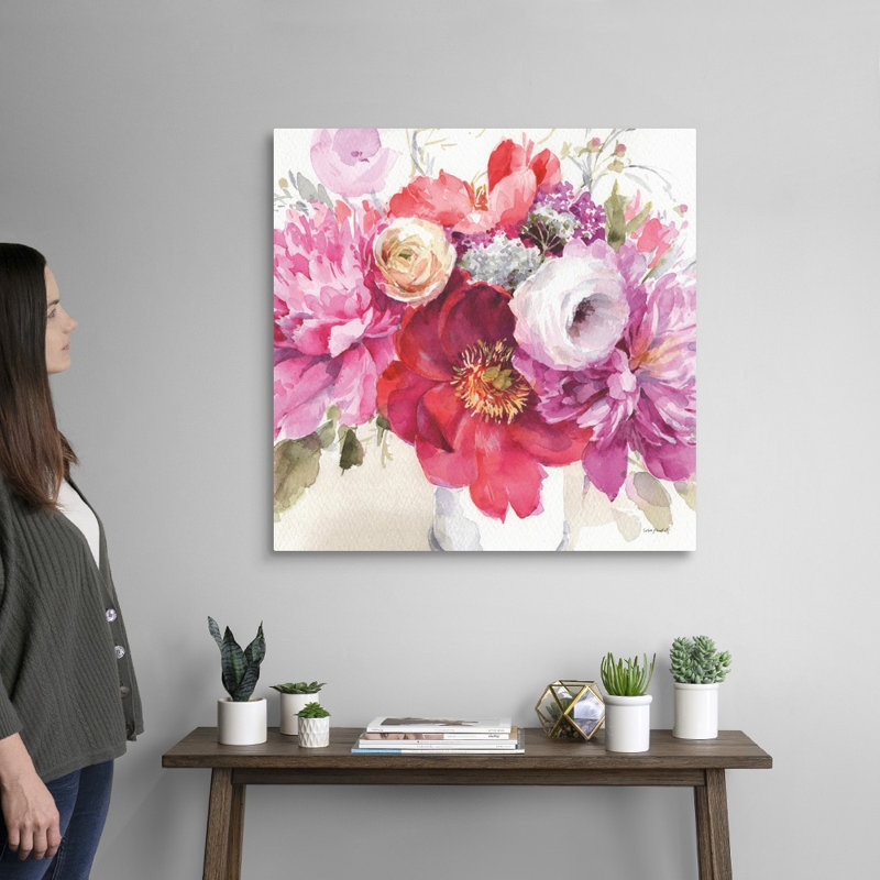 Visiblement rose 01 carré par Lisa Audit - reproduction d'art, Toile tendue, H 30 po x l 30 po x P 1,25 po