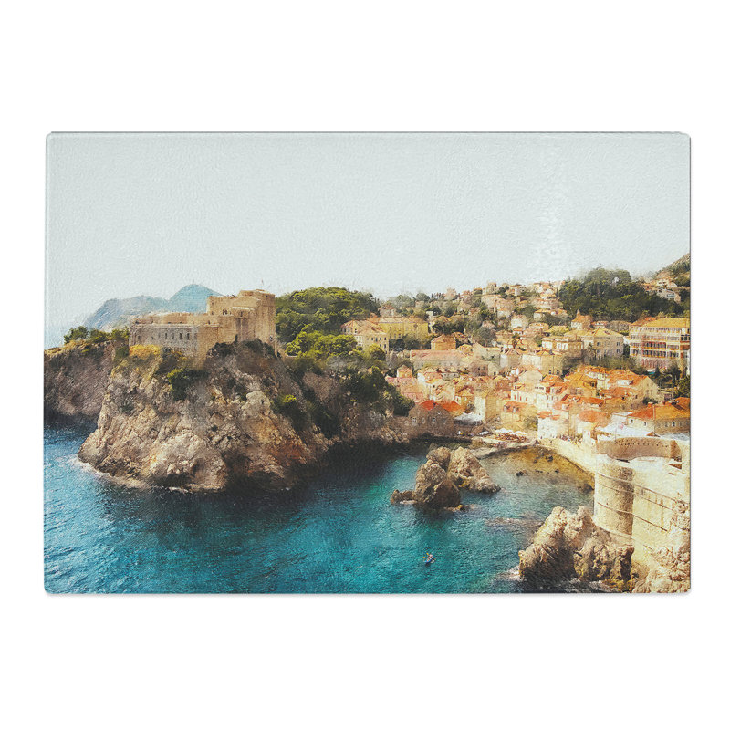 Dubrovnik Skyline in Croatia Painting Chopping Board, 28.5cm W x 39cm L