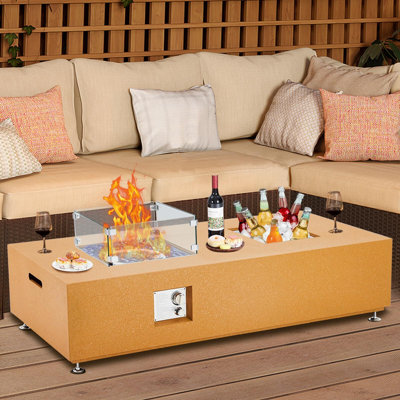 56" Propane Fire Pit Table With Ice Bucket,50000BTU Fire Table