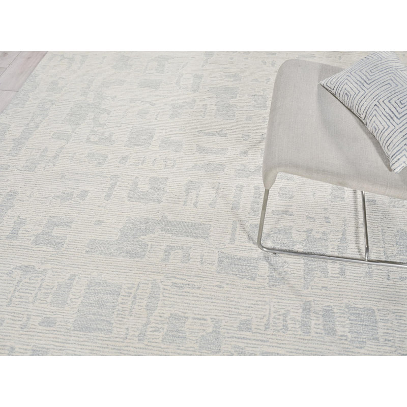 Exquisite Rugs Handmade Hand-Tufted New Zealand Wool On Canvas Blue/Ivory Area Rug, Rectangle 12' x 15', Light Blue/Ivory