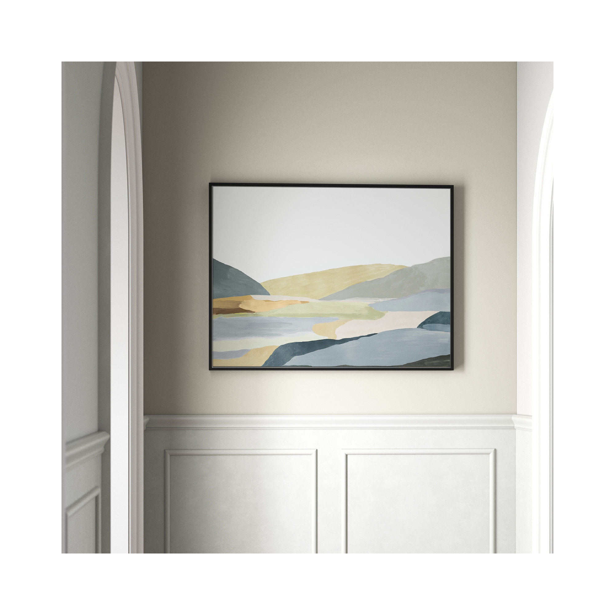 Warm Hills II - Painting Print on Canvas, 31.5" H x 41.5" W x 2" D, Black Canvas