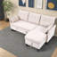 Canapé modulaire en L beige avec rangement, revêtement en coton et lin, canapé moderne pour maison et appartement