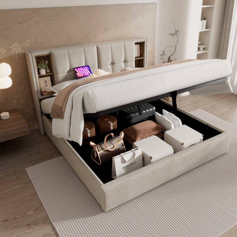 Solid Wood Bed, 135 x 190cm, Natural