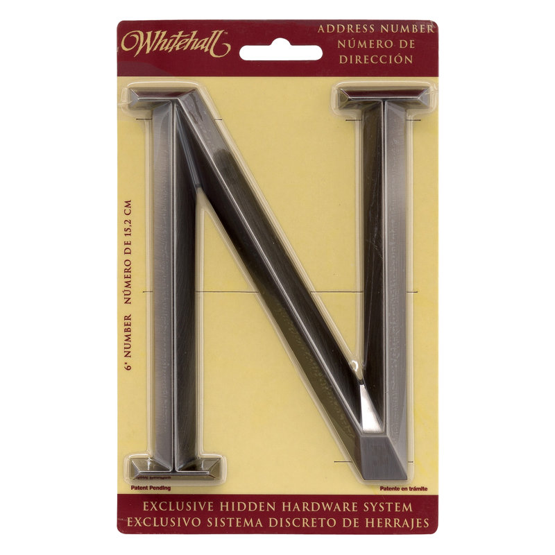 6 po  lettre de maison Classic, N, Nickel
