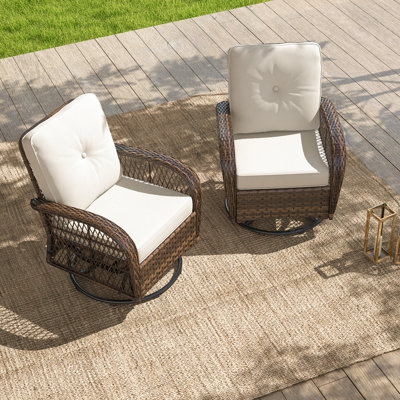 Chaise de patio berçante pivotante avec coussins (ensemble de 2)