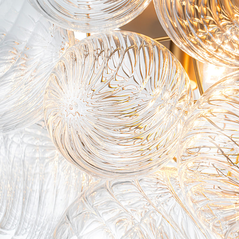 Plafonnier semi-encastré 4 lumières en verre fabriqué à la main 