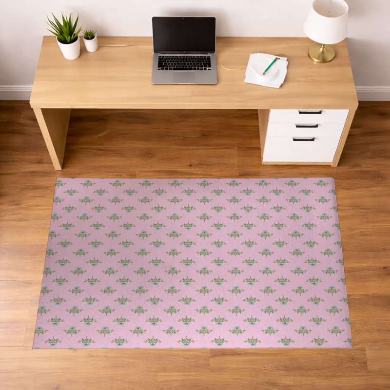 Tapis de bureau léger antidérapant Flora, H 0,1 po x l 60 po x P 36 po, Rose