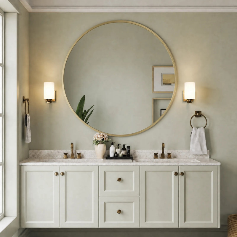 Miroir de salle de bain Lunara, 48 po x 48 po, Gold