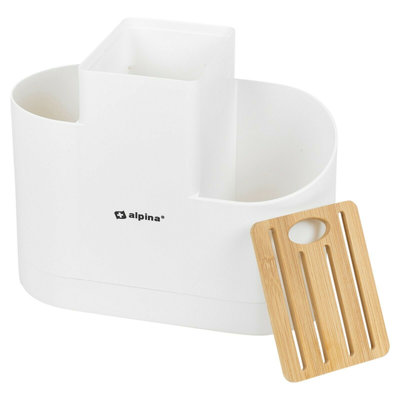Bamboo and Plastic Oval Utensil Crock