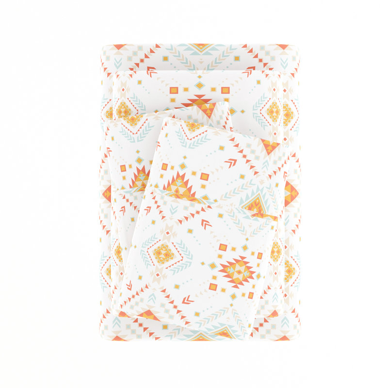 Aztec Dreams Twin Microfiber Sheet Set in Multicolor Print