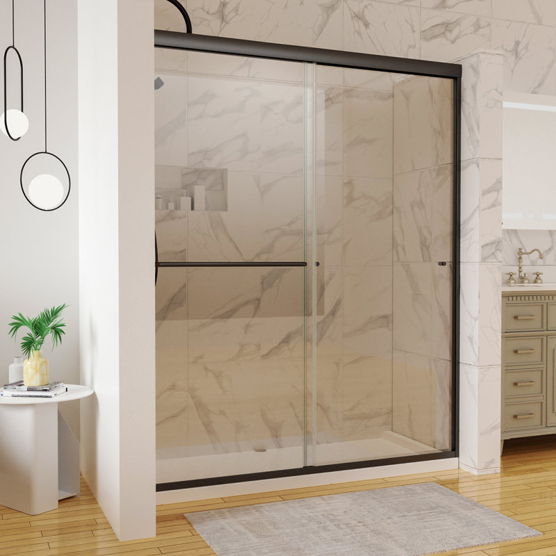 60" W x 72" H Single Sliding Frameless Shower Door, Black
